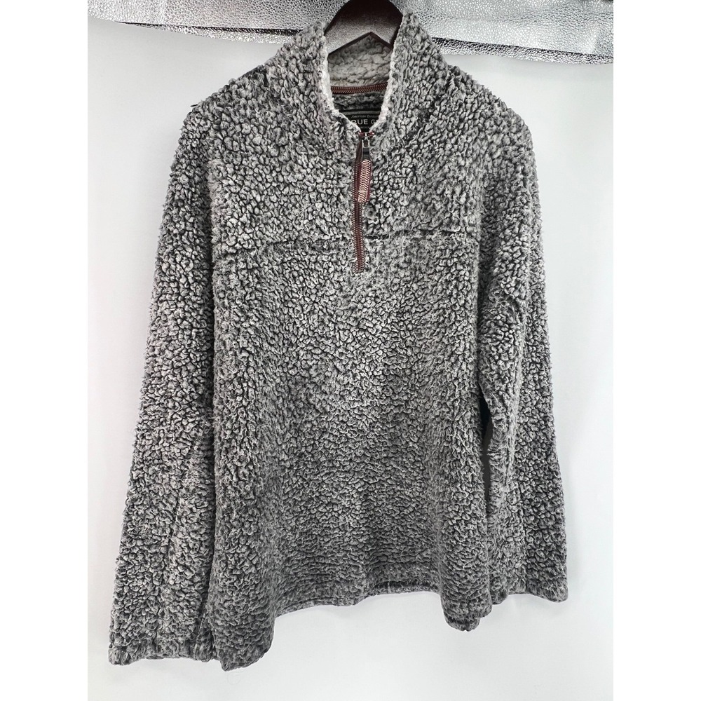 MENS TRUE GRIT FROSTY TIPPED FUR PILE SHERPA PULLOVER Grey XL